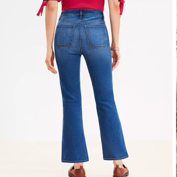 LOFT Patch Pocket High Rise Kick Crop Jeans, Dark Wash, Sz 4/27, NWT - Picture 10 of 12